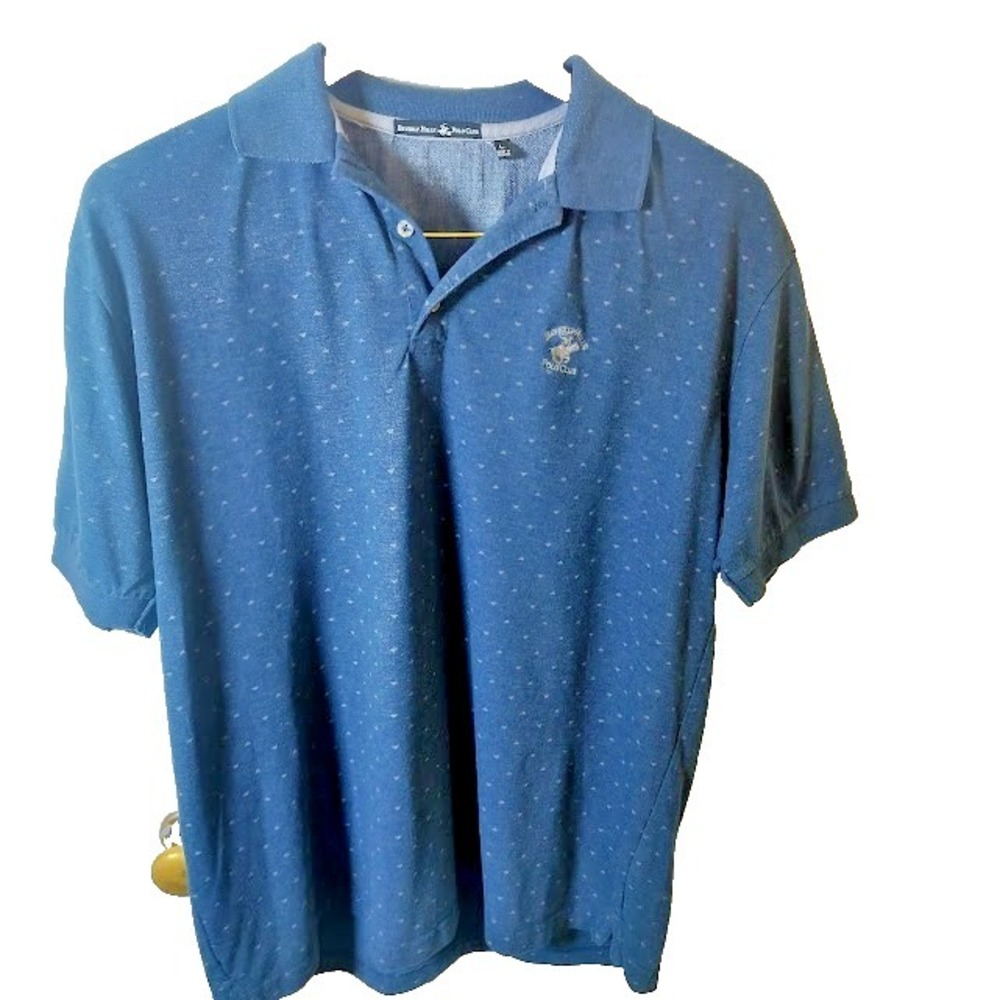 Mens Beverly‎ Hills Polo Club Size L Short Sleeve Modern Fit Polo Shirt